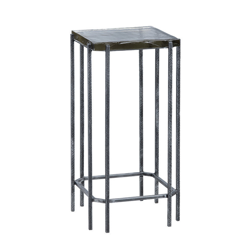 Table d'appoint carrée en verre gris