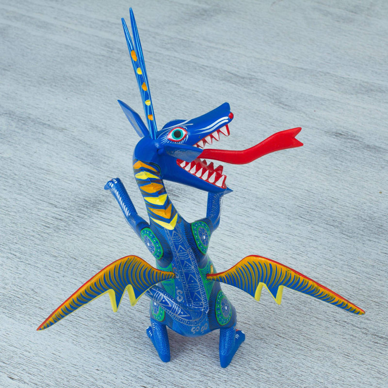 Happy Dragon Wood Alebrije Figurine