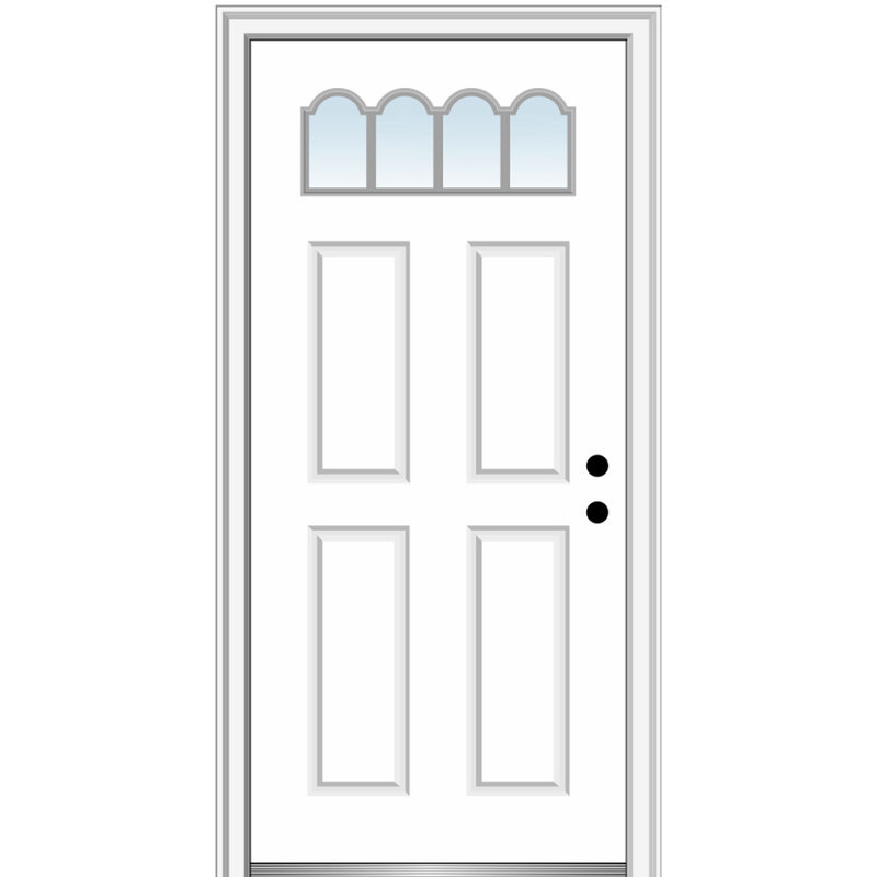 Portes d’entrée pré-raccrochées en acier à 4 panneaux 0,25 lite gothic, S'ouvre à gauche vers l'intérieur