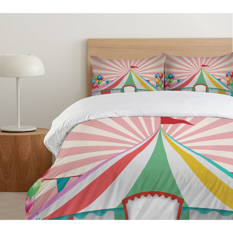 Multicolor Circus Tent Queen Size Microfiber Duvet Cover Set