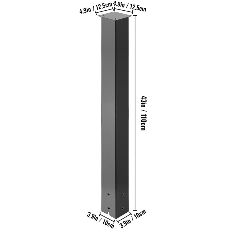 VEVOR Mailbox Post, 43" High Mailbox Stand, Powder-Coated Mail Box Post Kit, Q235 Steel Post Stand For Outdoor, Black