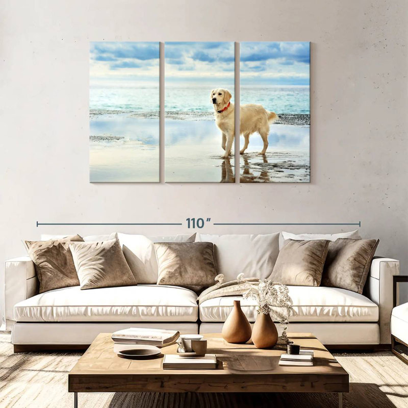 Seafront Golden Retriever, 48" H x 74" W