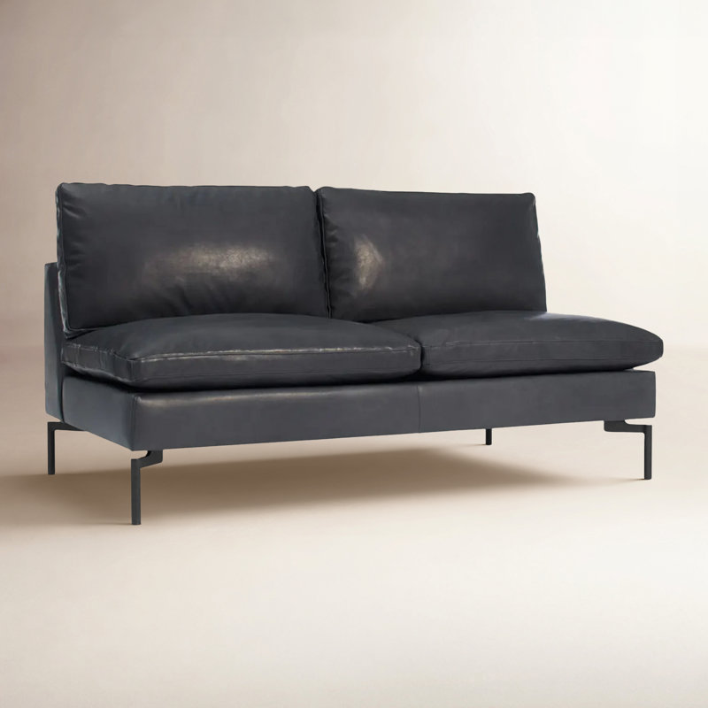 Causeuse en cuir New Standard, Cuir véritable granit, Noir