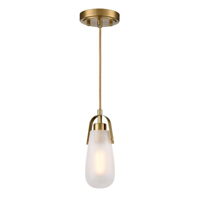 Industrial Home Pendant Light Fixtures Brass Hanging Light With Frosted Glass