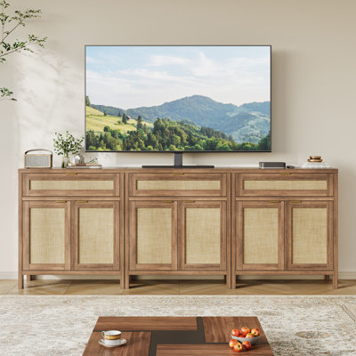 Buffet 30 "en rotin avec tiroir et tablette de réglage, noyer