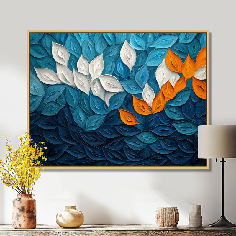 Olaitan - Floral Large Wall Art, H 30 po x l 40 po, Cadre flottant, Crème, crème