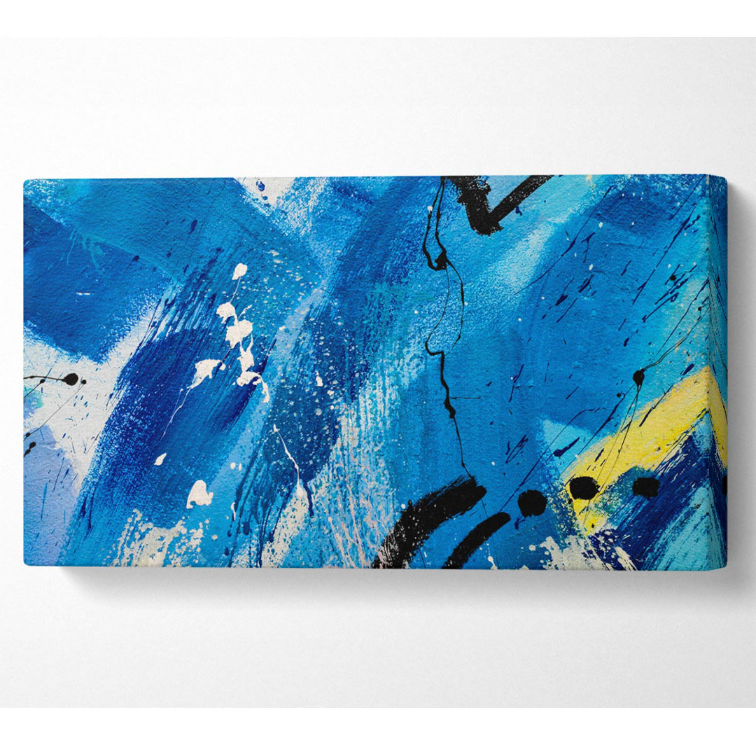 Broad Strokes Of Blue Paint Wide Canvas Print