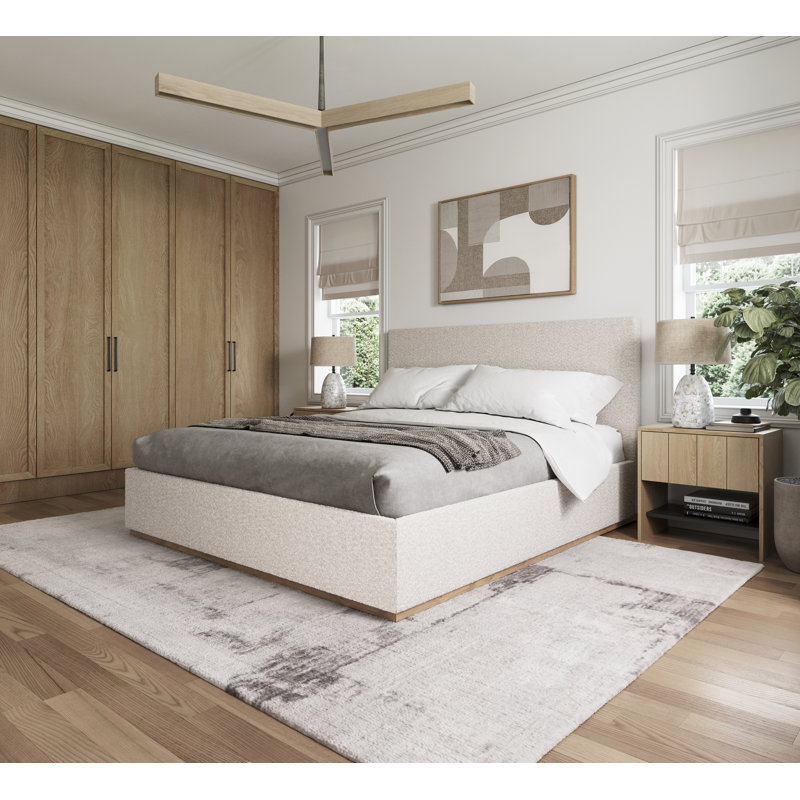 Monaco Upholstered Bed with Soft Corners, Edvards, Queen, Cream