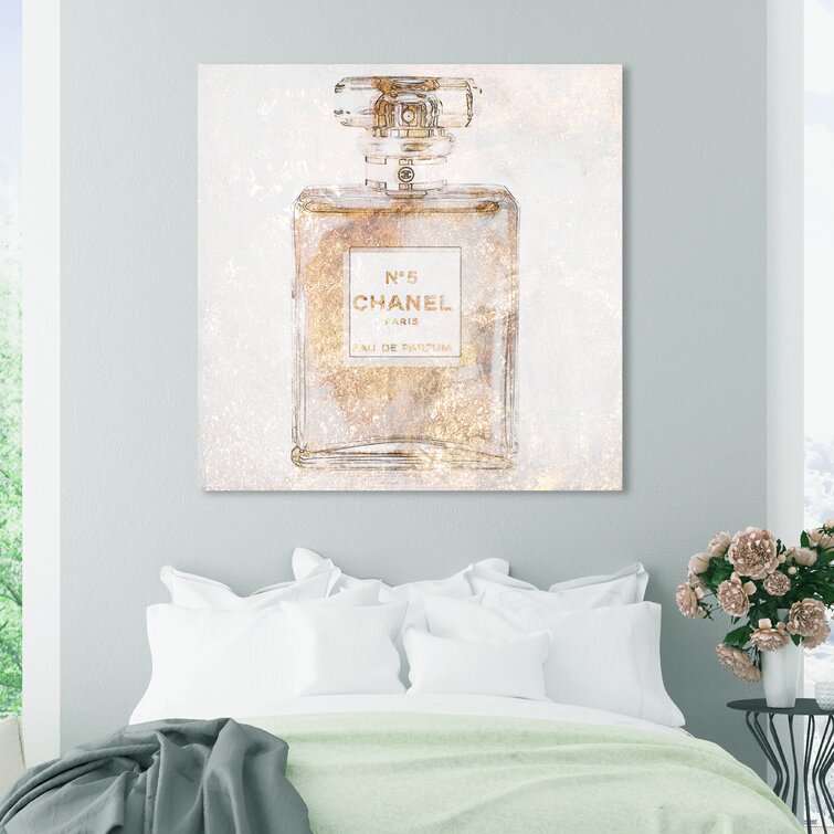 Wall Art HD Canvas Print Chanel Perfume Bottle, Black with Grey