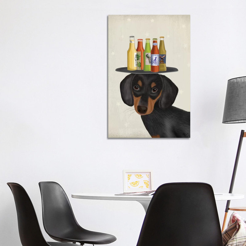 «Dachshund Beer Lover» par Fab Funky - impression sur toile tendue, H 40 po x l 26 po x P 1,5 po