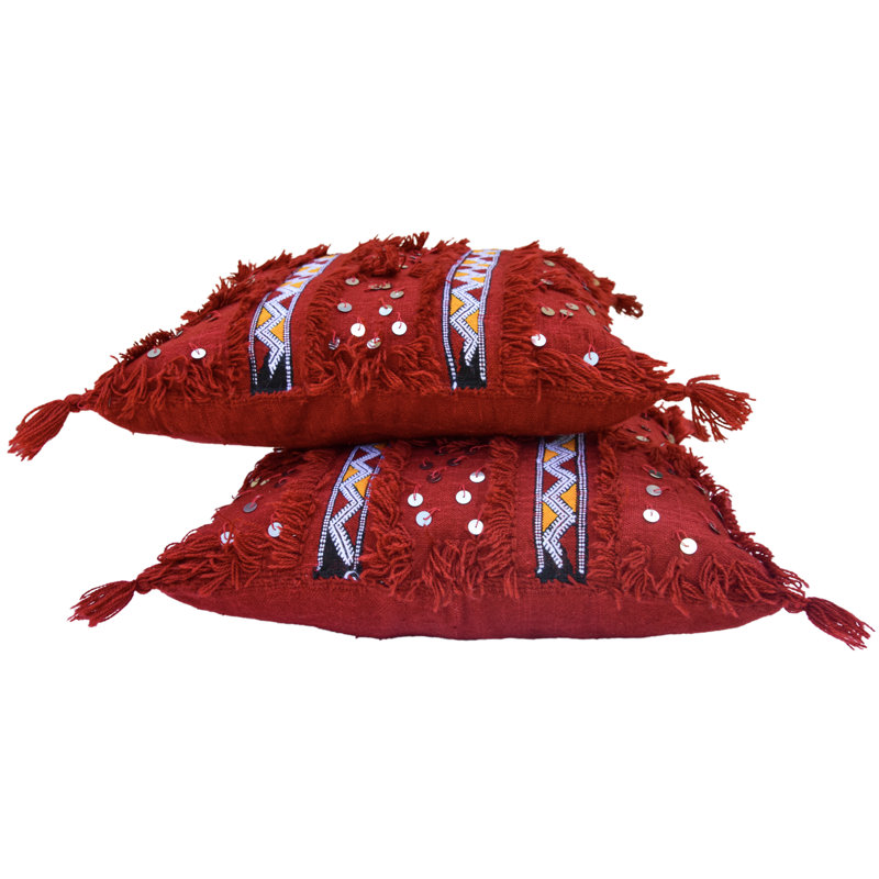 Square Pillow Cover & Insert, Maroon/Orange/Red
