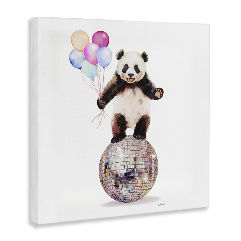 Toile disco Panda & Ballons, design par Amanda Greenwood, H 17 po x l 17 po