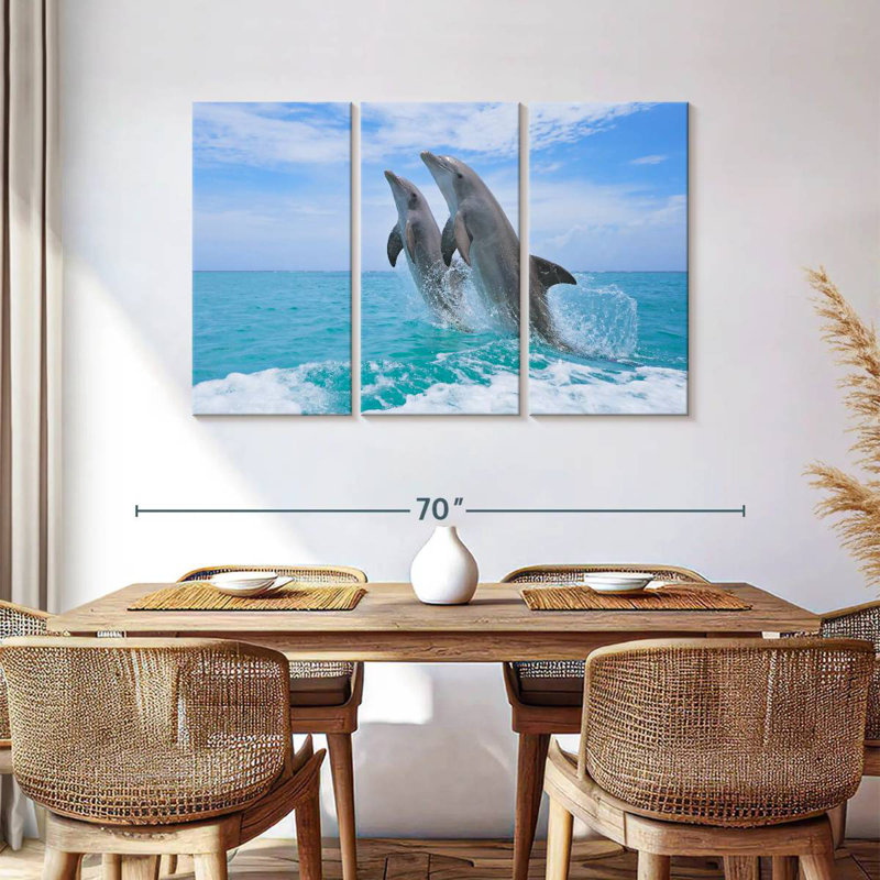 Brampt Dolphins Playing At Sea, 36" H x 57" W