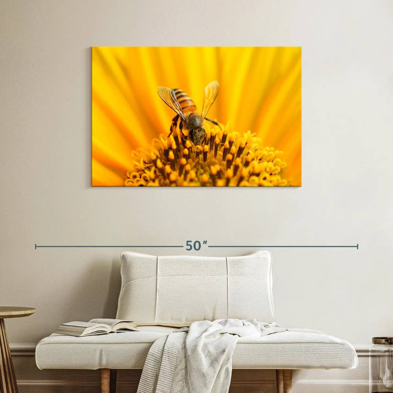 Harnek tournesol avec abeille, H 26 po x l 39 po