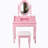 Vanity Desk Set With Mirror And Cushioned Stool, 4-Drawer Wooden Makeup Vanity Table For Bedroom-1680833987