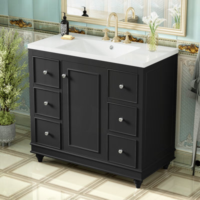 Saiden 33.87'' Single Bathroom Vanity with Resin Top