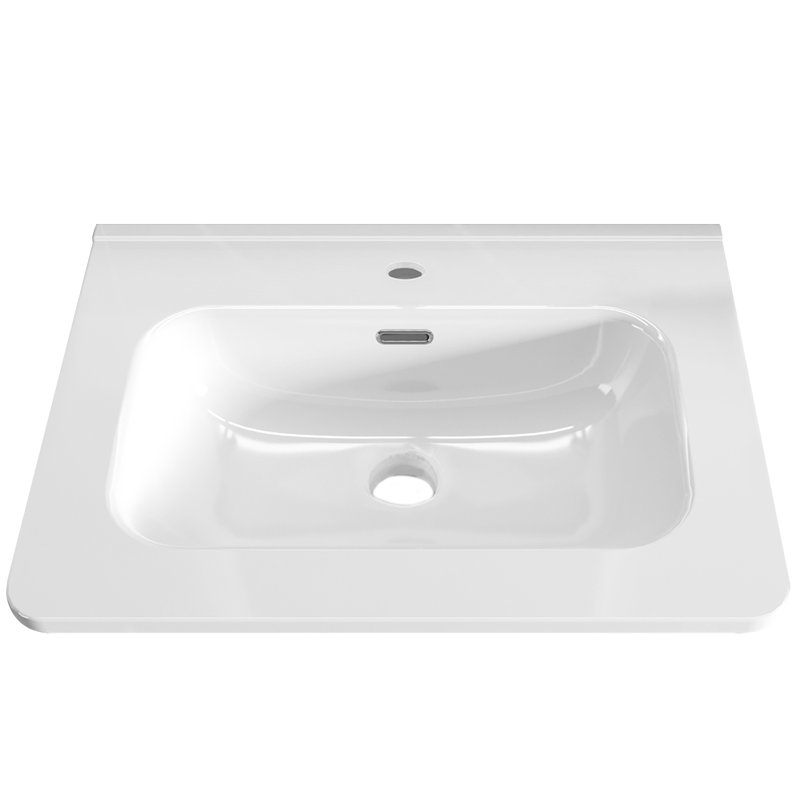 Integrated White Ceramic Basin, Drain Not Included