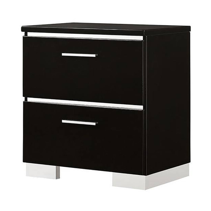 Table de chevet avec USB, noir