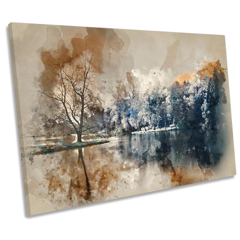 Brown Abstract Landscape Framed - Wrapped Canvas Print, 40.6cm H x 61cm W x 2cm D