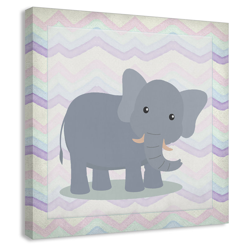 Art de l'éléphant rose, Canevas, H 12 po x l 12 po x P 1,5 po