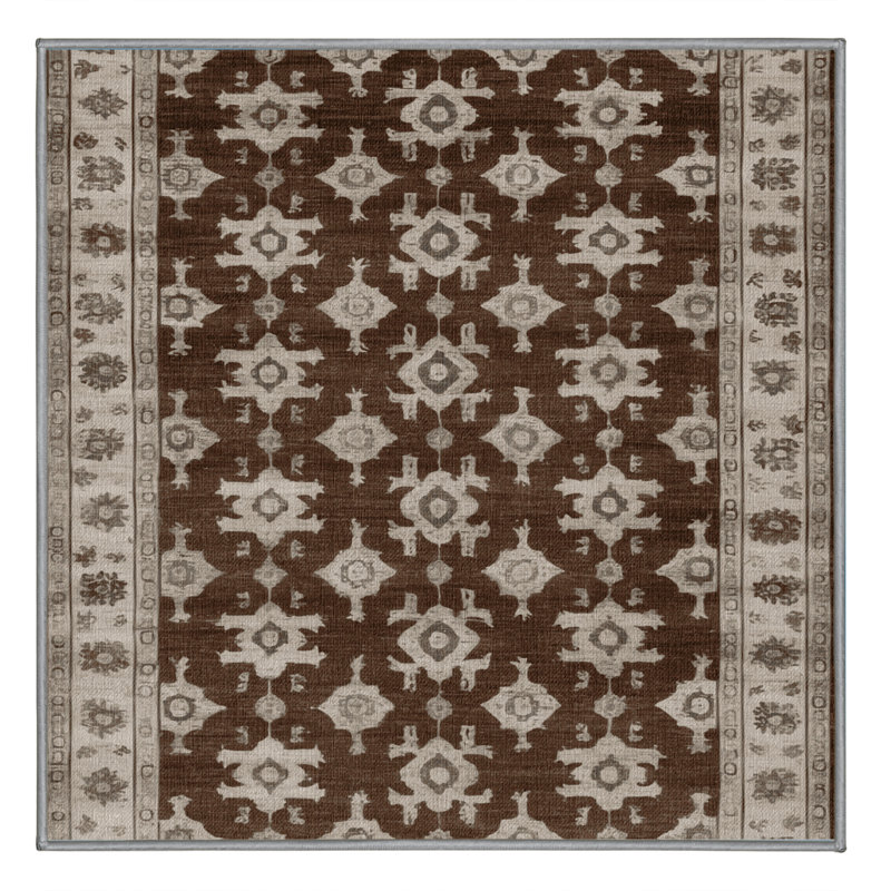Tapis gris lavable à la machine, Carré 5 pi