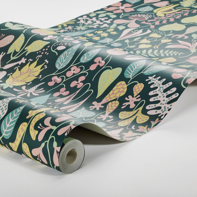 Boråstapeter Herbarium Wallpaper, Green/Teal/Yellow