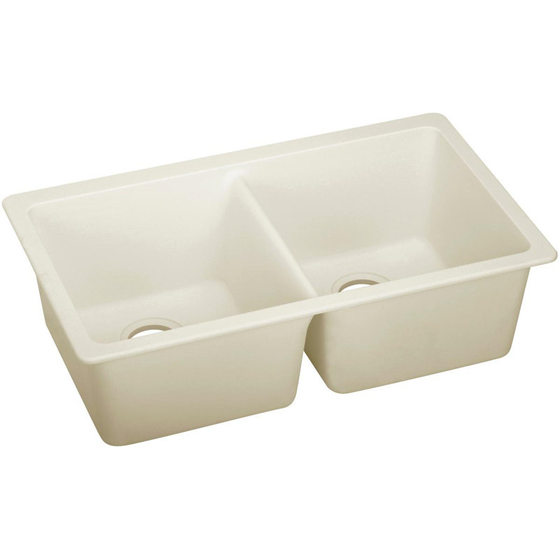Évier de cuisine à double cuve encastrable l 33 po x l 19 po Quartz Luxe, Parchemin