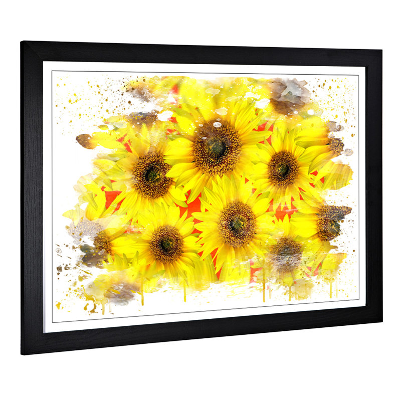 Flower Yellow Sunflowers - Wall Art, 45cm H x 62cm W, Framed Picture