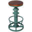 TABOURET INDUSTRIEL À HAUTEUR RÉGLABLE, TABOURET PIVOTANT AVEC TABLETTE EN BOIS MASSIF ET BASE EN MÉTAL À STYLE D'HYDRANT INCENDIE, POUR ÎLE DE CUISINE, BAR À LA MAISON, VERT-2137743345