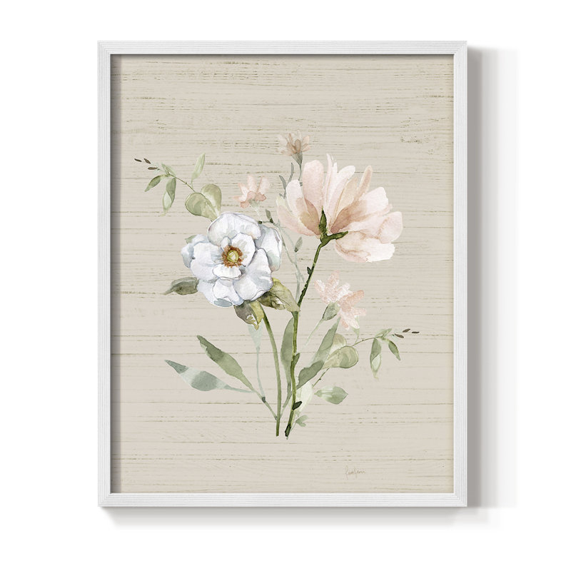 Organic Botanical II, reproduction encadrée - bois massif, H 21 po x l 17 po, Blanc