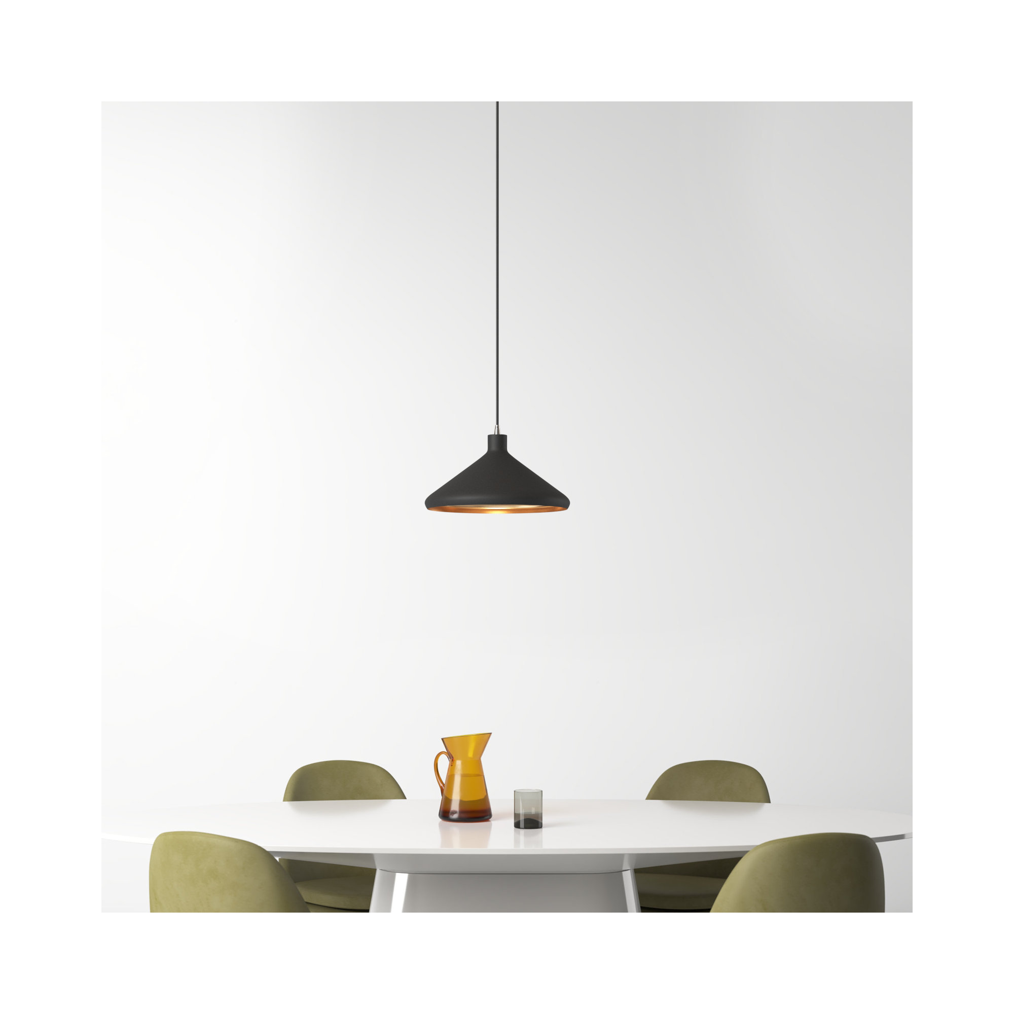 Schultz Metal 1-Light Single Dome Pendant with Adjustable Hanging Height , 13" H x 15.25" W x 15.25" D, Black