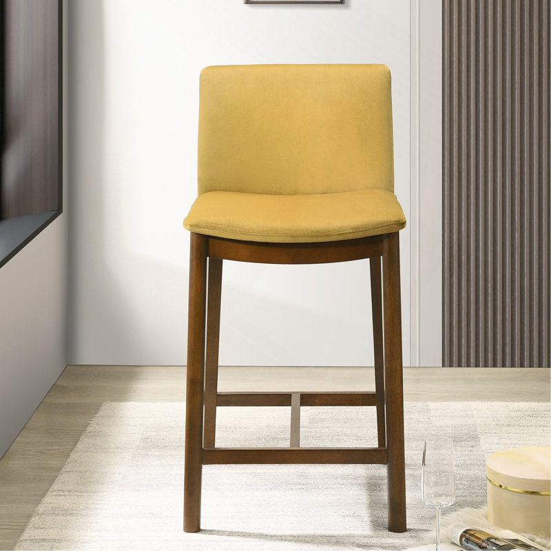 Chaise de comptoir en cuir végétalien Shannon, Jaune