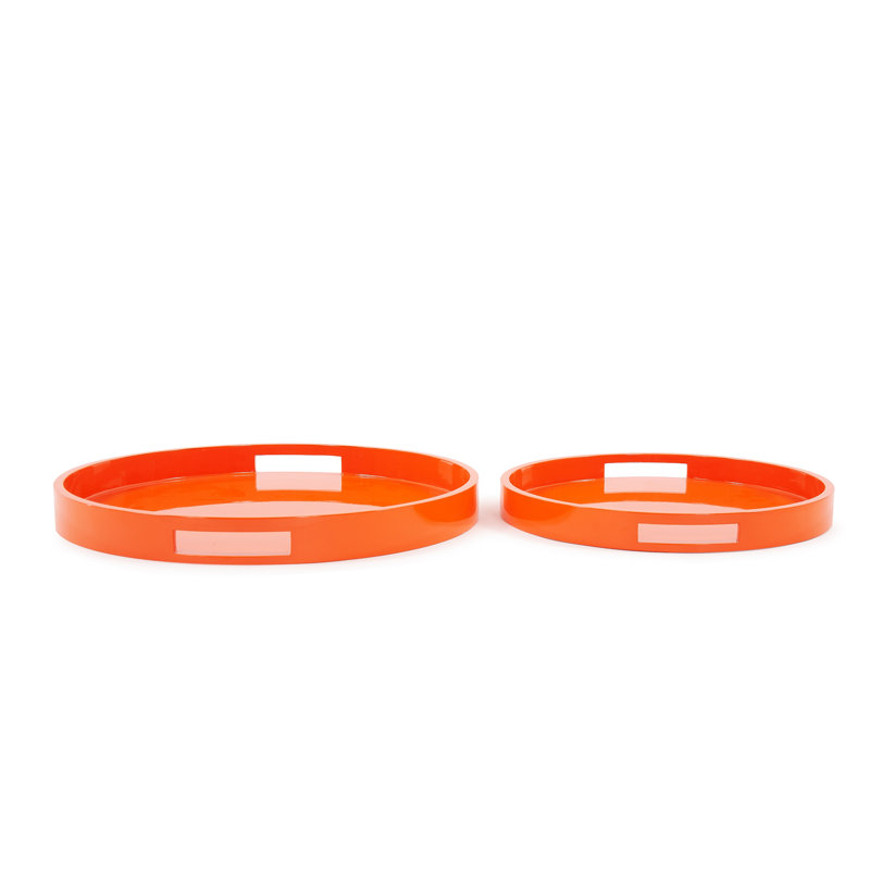 Bharati Wood Tray - Set of 2, Orange