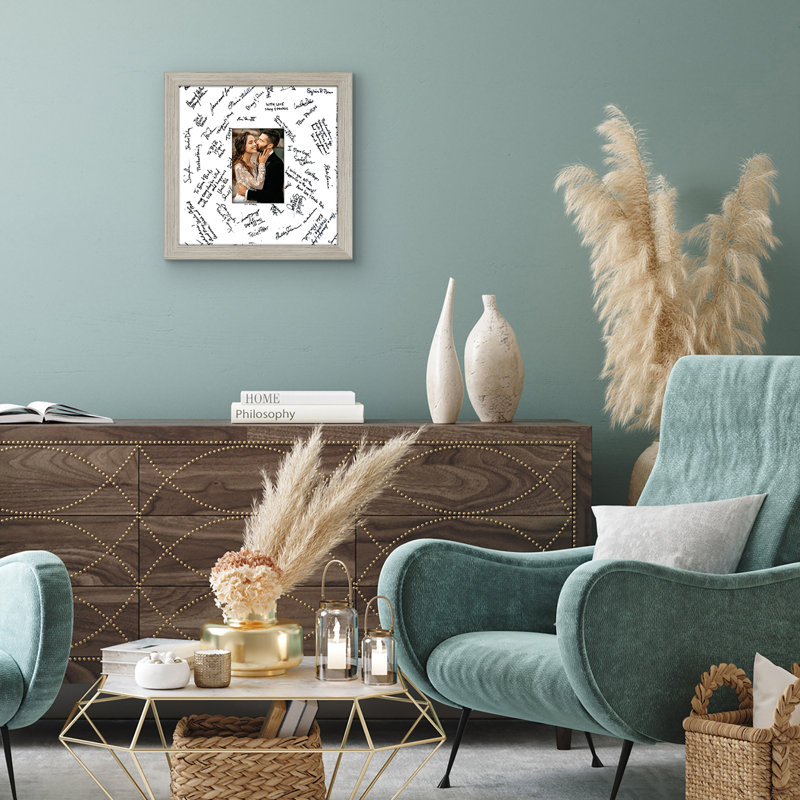 Americanflat Wedding Signature Picture Frame - Engineered Wood and Shatter-Resistant Glass, Driftwood
