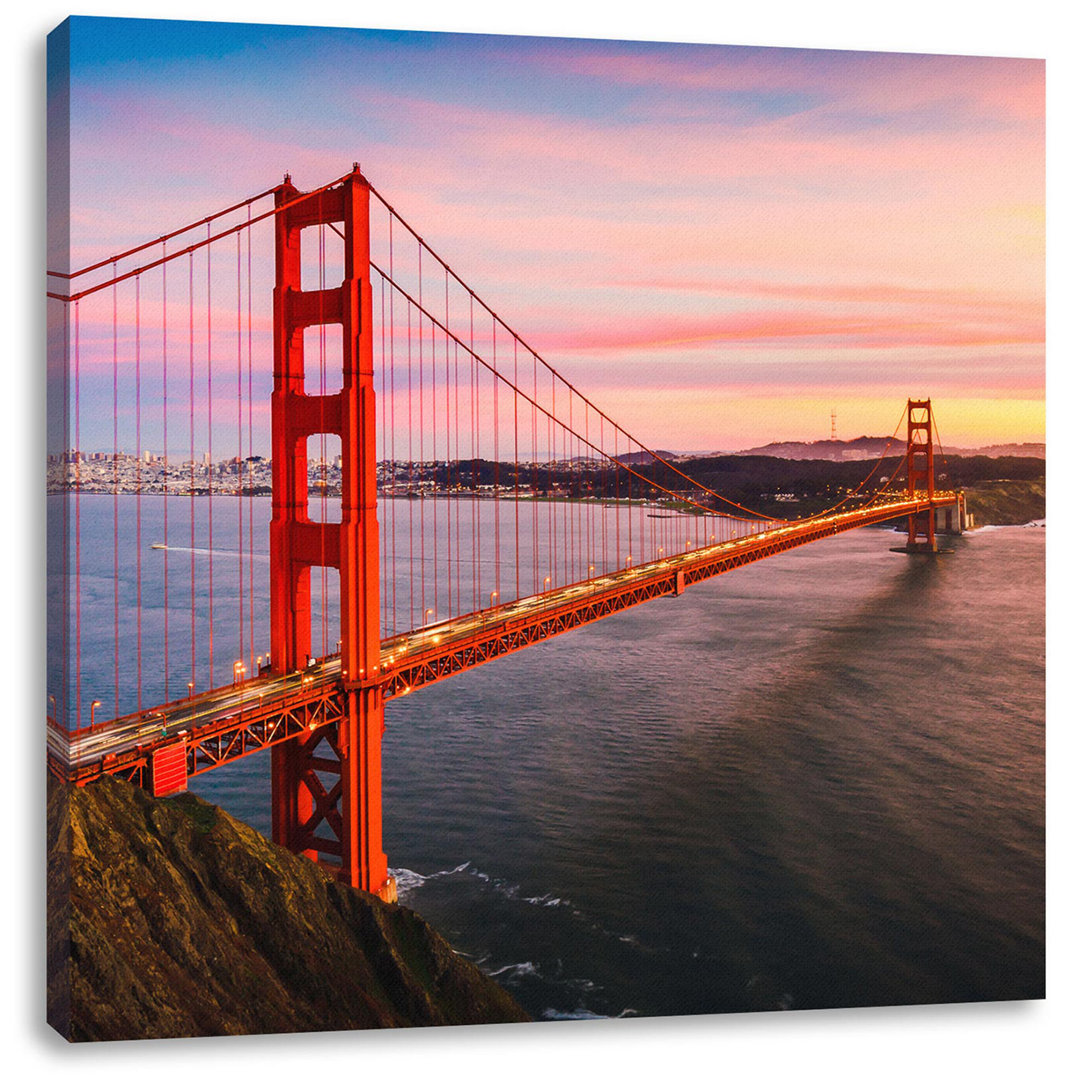 Leinwandbild Golden Gate Bridge bei Sonnenuntergang