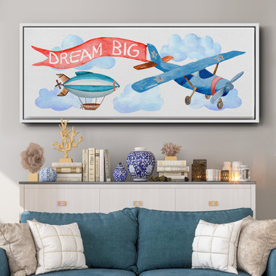 Dream Big Airplane- Framed Canvas