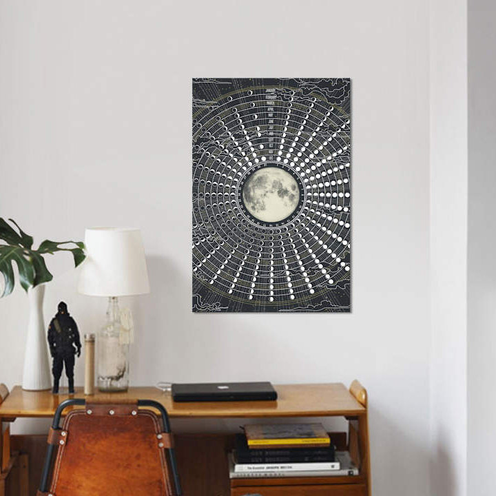 Phases Of The Moon 2017 par Laura Graves - reproduction d'art sur toile tendue, H 18 po x l 12 po x P 1,5 po, Toile tendue