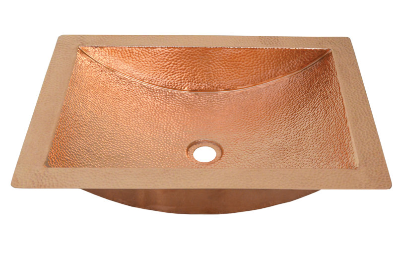 Avila Rectangular Undermount Bathroom Sink, Polished Copper