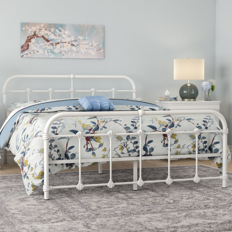 Johnathon Metal Bed, White, Queen