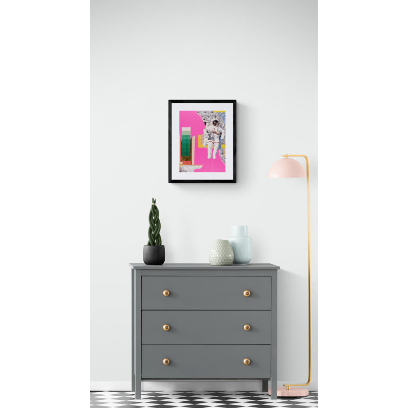 Pink Yellow NASA Print by Jphono 1, Black Framed Paper, 21.25" H x 17.25" W