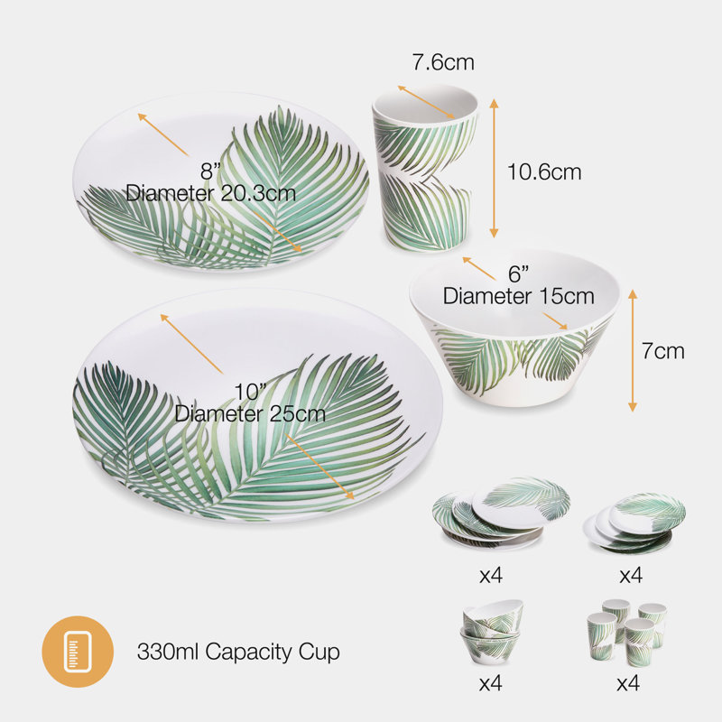 Piece Melamine Dinnerware Set - Service for 4