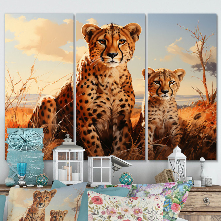 Dovecove Cheetah Family In Africa On Metal Print