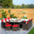Wicker Patio Dining Set Umbrella Hole Included Rectangular Table with Cushions Included-93913437-93913438