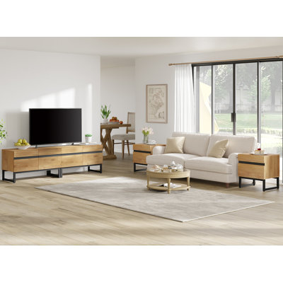 Darail TV Stand And End Table Set Of 3, Living Room Table Sets, TV Stand And 2 End Table Set With Drawers For Living Room, Entertainment Center, Console TV Table