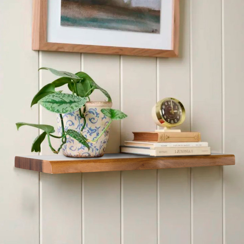 Acacia Wood Live Edge Wall Mounted Shelf, 1.4" H x 24" W x 8" D