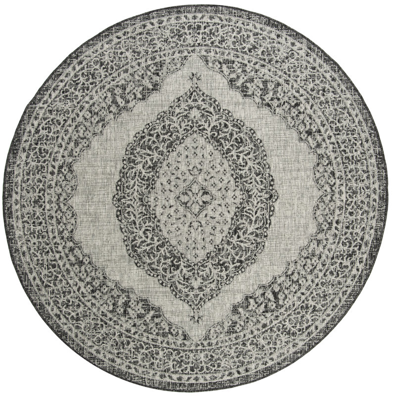 Amedee Performance Oriental Indoor/Outdoor Area Rug, Round 6'7"