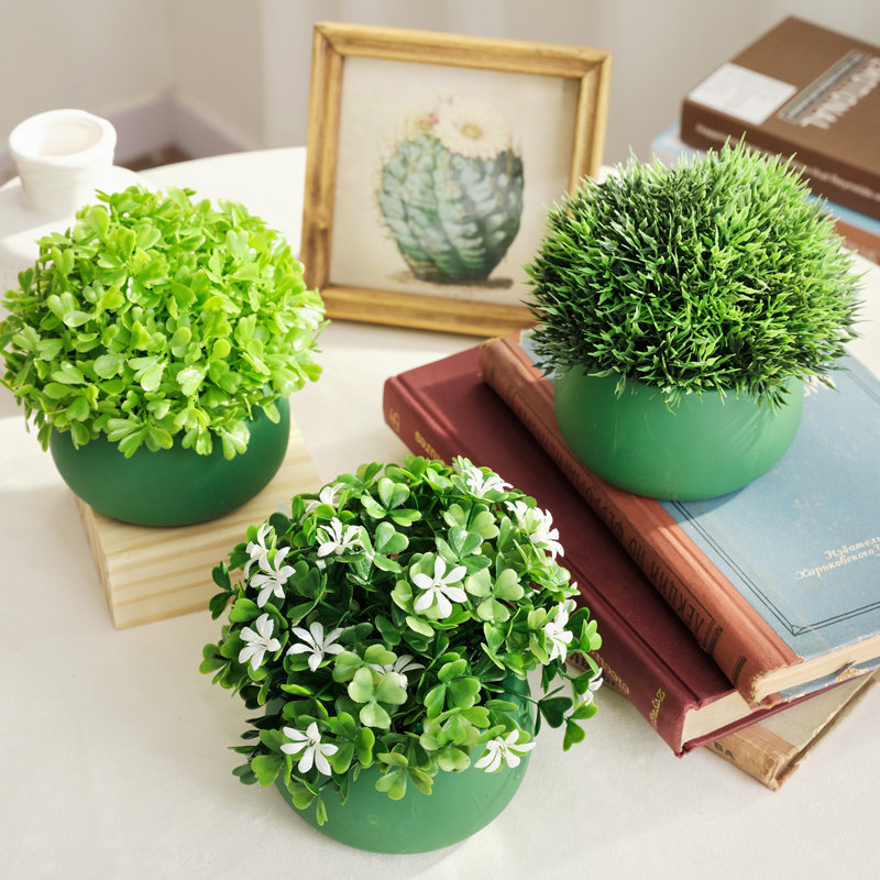 5.5 " H Faux Topiary in Cement Pot