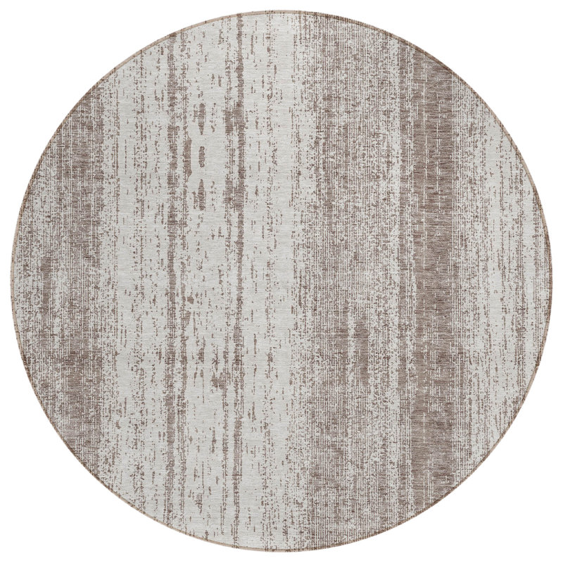 Malek Washable Abstract Indoor / Outdoor Rug, Round 8'