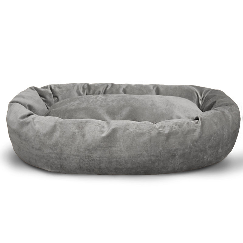 Lit pour chien avec traversin en suède, Très grand (l 52 po x P 35 po x H 11 po), Oui, Rétro