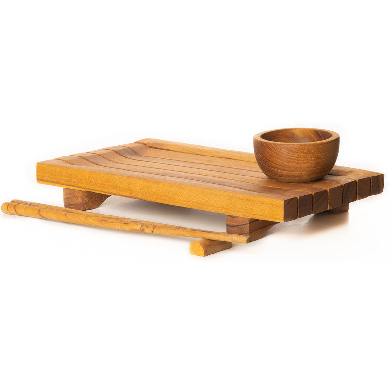 Torei Sushi Teak Wood Serving Tray Set